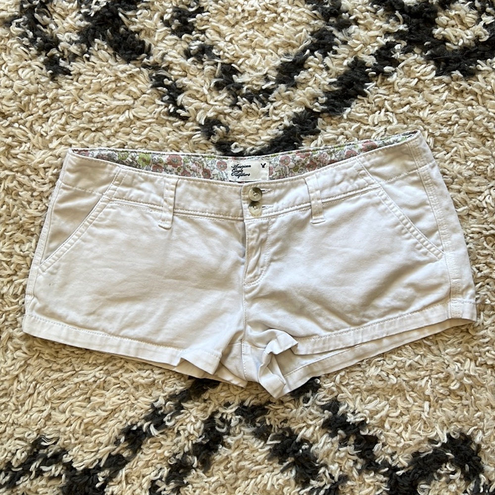 American Eagle Stretch Low-Rise Khaki Short Shorts
